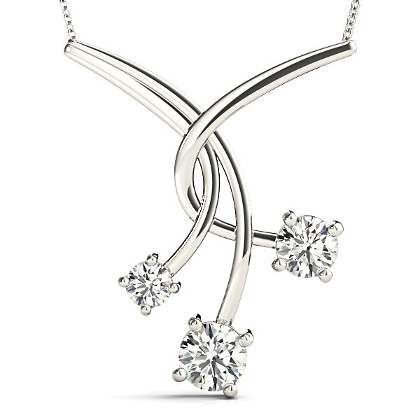 1.00 ctw Graduated Diamond Three Stone Necklace Pendant-VIRABYANI